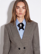 black and white plaid blazer