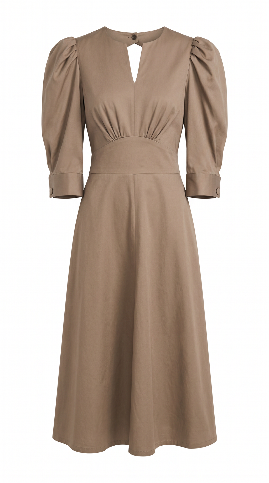 puffed midi cotton dress