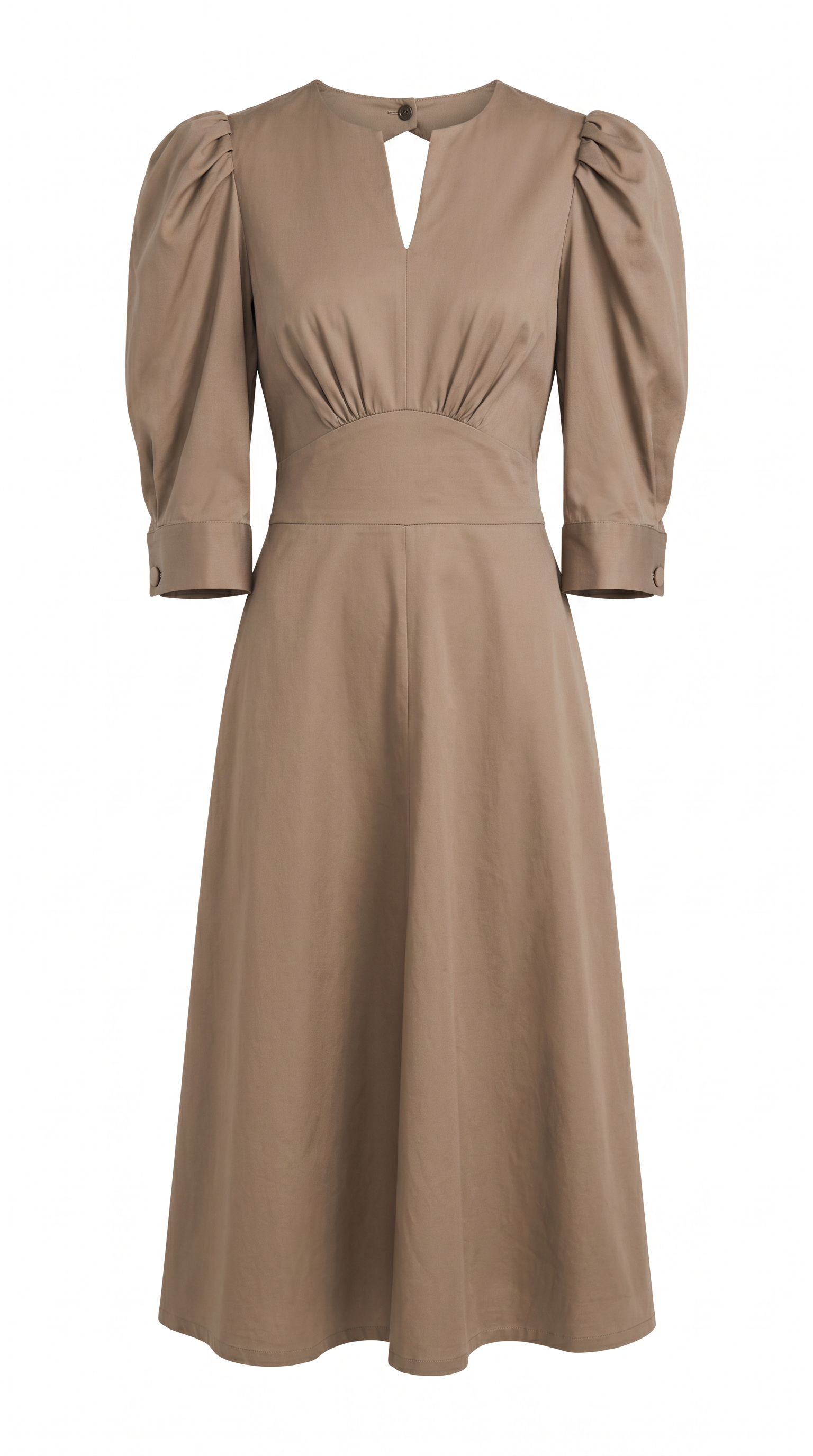 puffed midi cotton dress