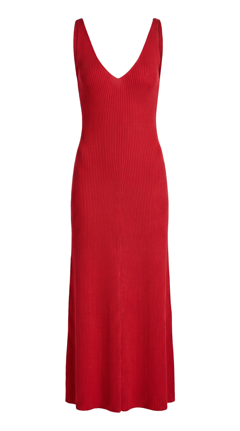 red knitted midi dress