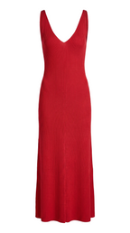 red knitted midi dress