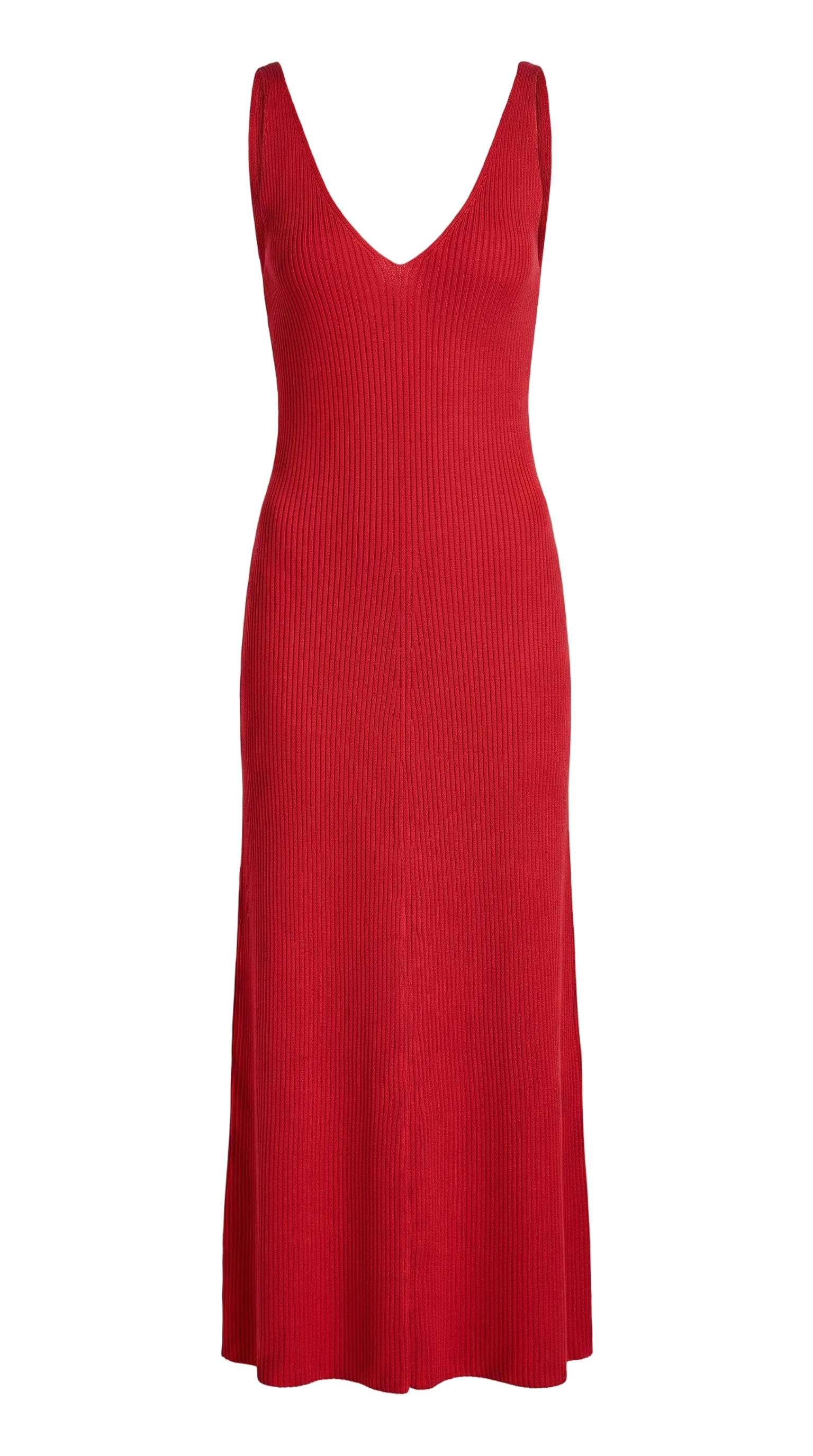 red knitted midi dress