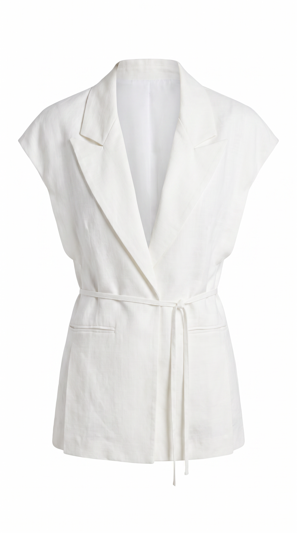 sleeveless white blazer