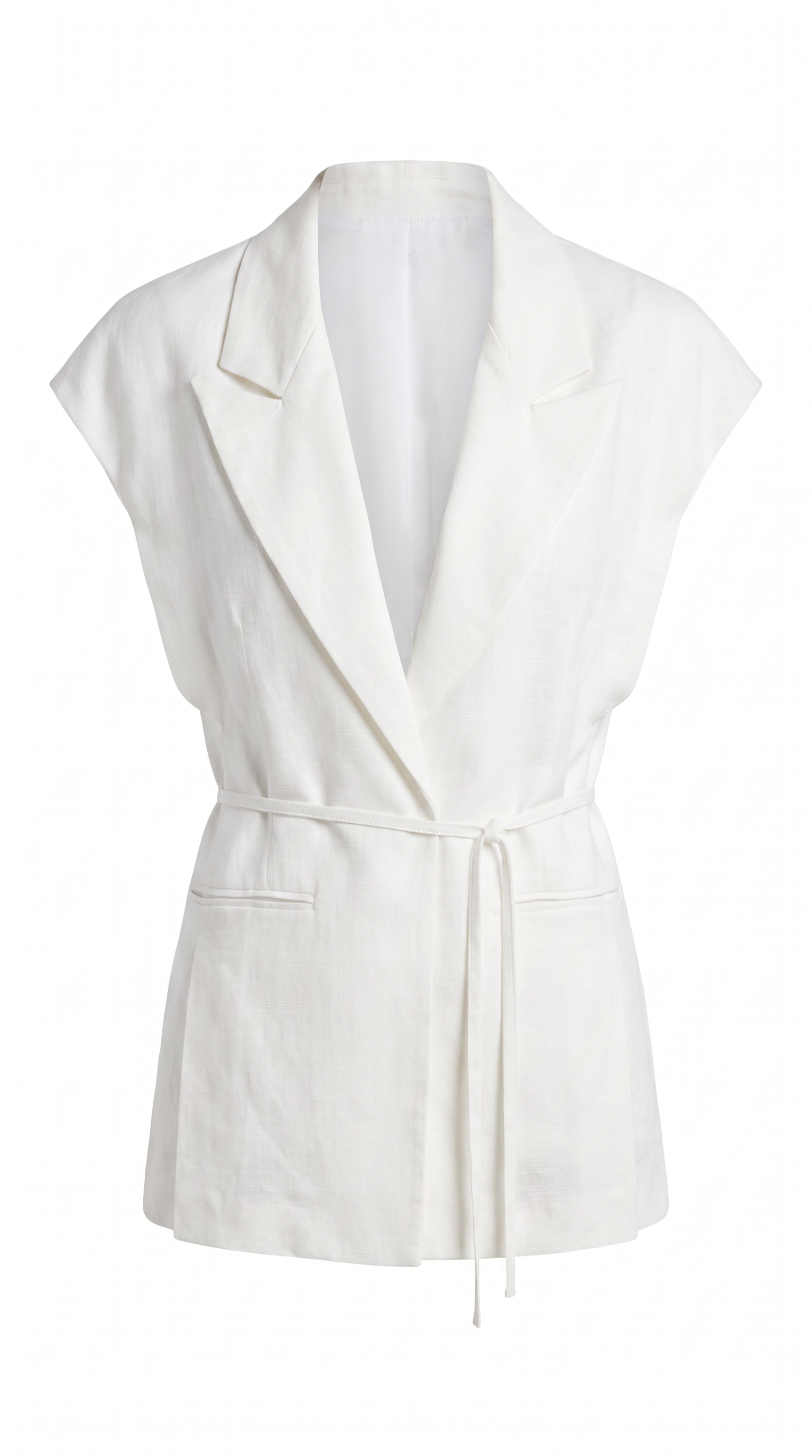 sleeveless white blazer