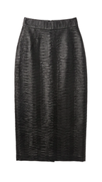 leather black midi skirt