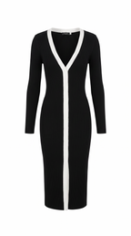 coco black & white midi dress