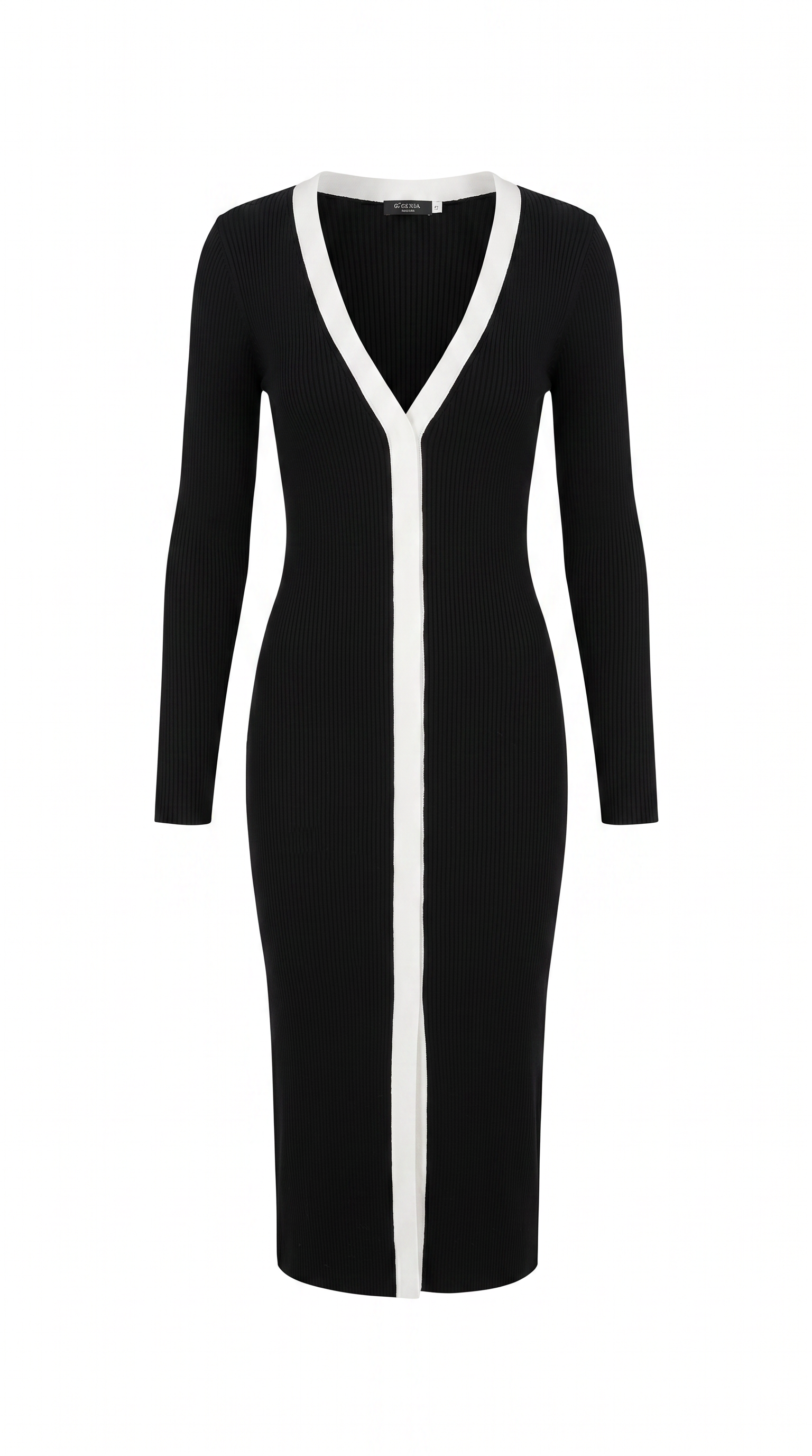 coco black & white midi dress