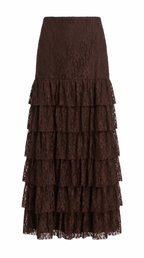 lace maroon maxi skirt