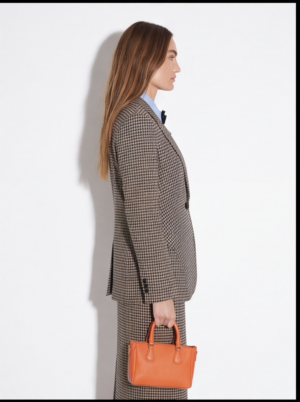 black and white plaid blazer