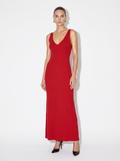 red knitted midi dress