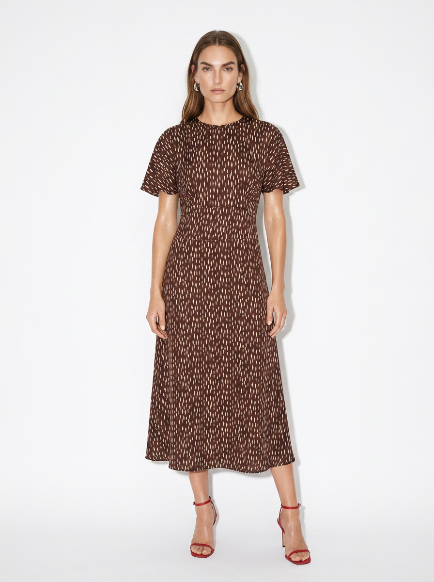maroon midi silk dress