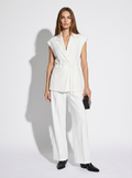 sleeveless white blazer