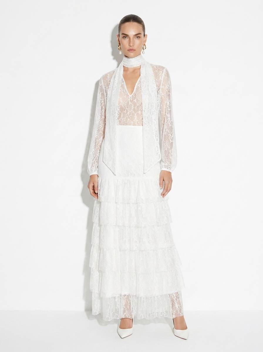 lace white maxi shirt