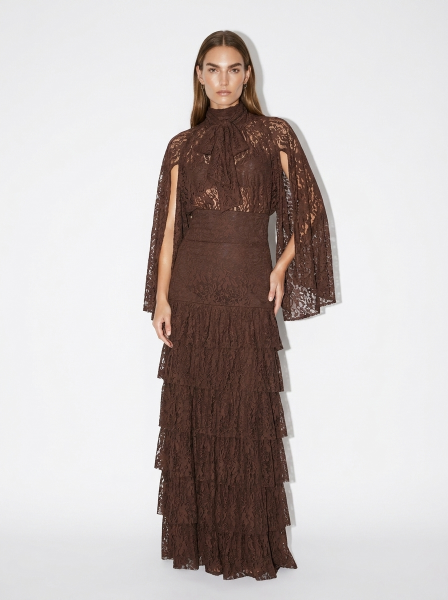 lace maroon maxi skirt