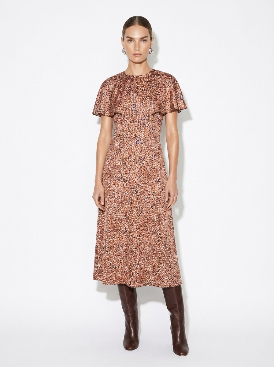 rose midi silk dress