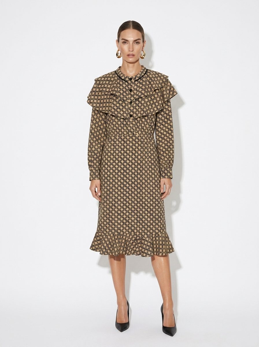 square dot midi dress