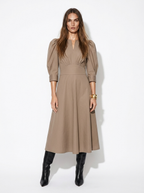 puffed midi cotton dress