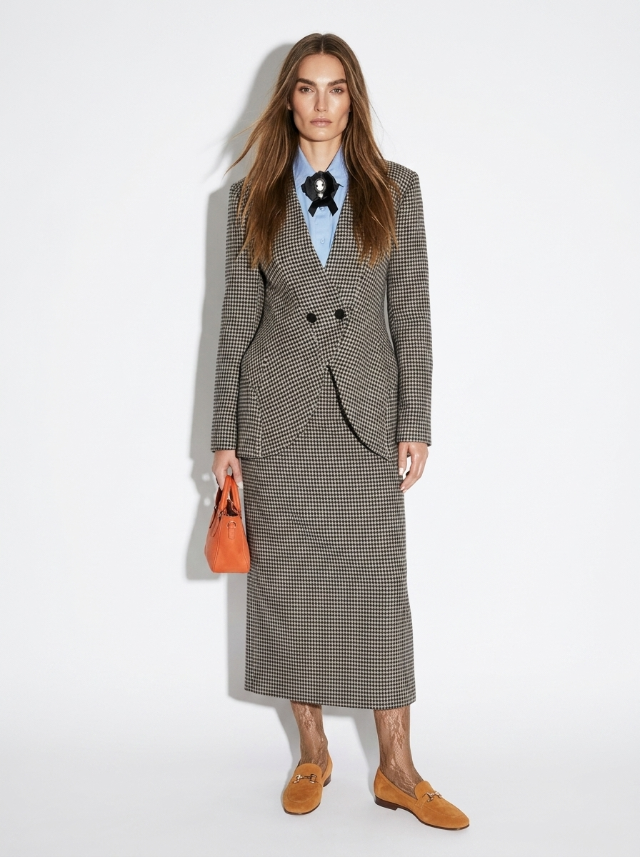 black and white plaid blazer