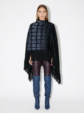 plaid blue wool poncho