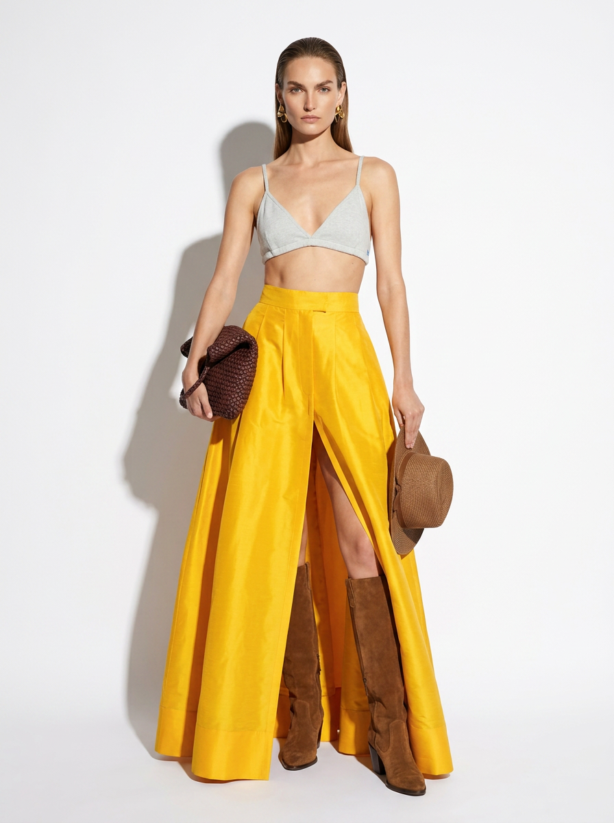 organza maxi yellow skirt