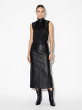 textured black leather skirt